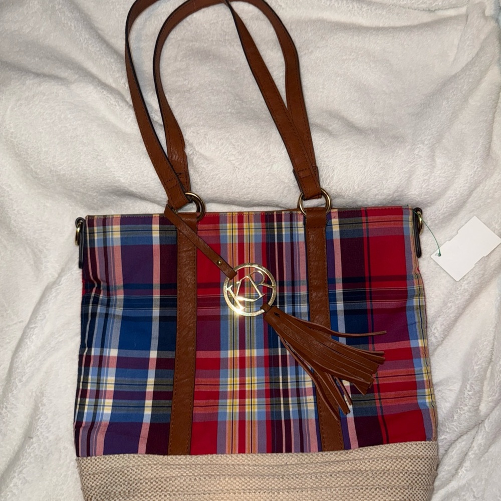 Kim Rogers Plaid Tote Bag